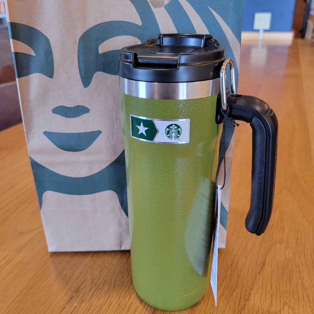 Starbucks Green Travel Mug with Black Handle